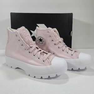 Converse CTAS Lugged Hi Barely Rose White Chunky High Top Sneaker Women Size 9.5